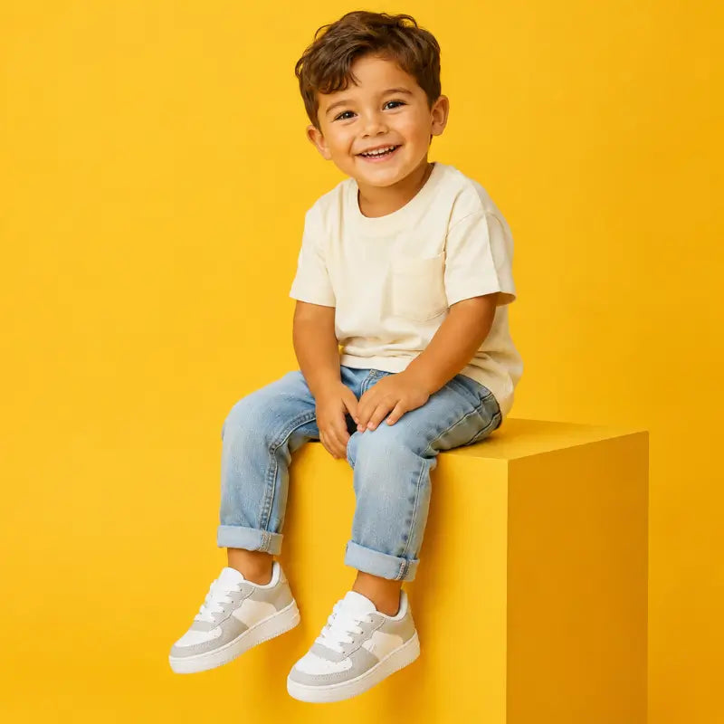 Tenis-Infantil-Casual-Branco-e-Cinza-TrilhaKidz